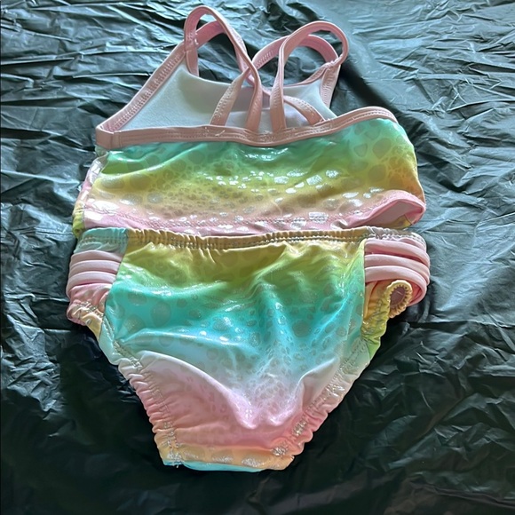 Penelope Mack Iridescent Kids Swim Bikini - Pink and Green - Picture 2 of 4